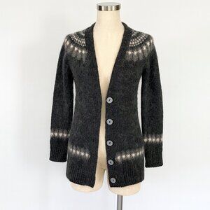 Aritzia TNA Fair Isle Merino–Alpaca Blend Cardigan Scandi Hygge Cozy Après‑ski